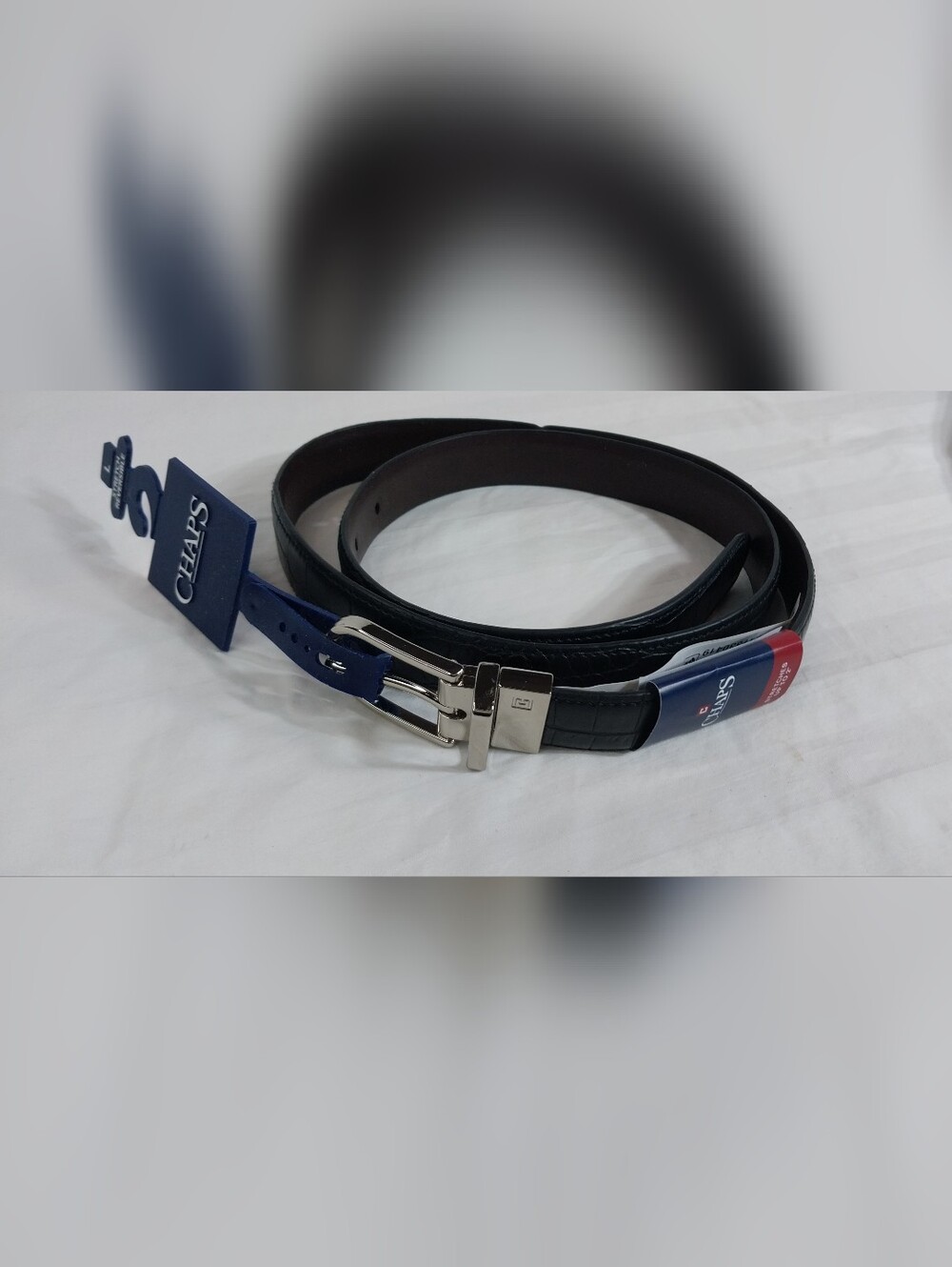 NWT Size L Chaps black/brown reversible stretch belt